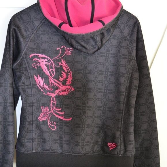 𝅺the North Face polar zip up jacket hoodie coat pink and black vest XS - Picture 15 of 15